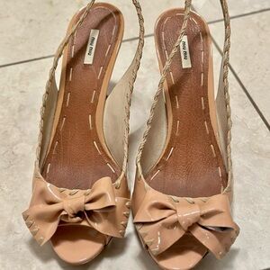 Miu Miu Nude Bow Slingback Heels